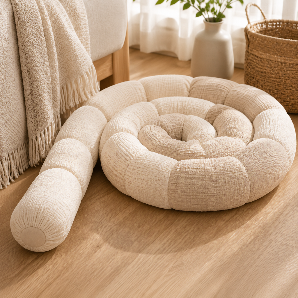 Kavorli™ CoilHaven Modular Spiral Floor Lounger – Sculptural Padded Lounge Cushion & Flexible Home Comfort Accent