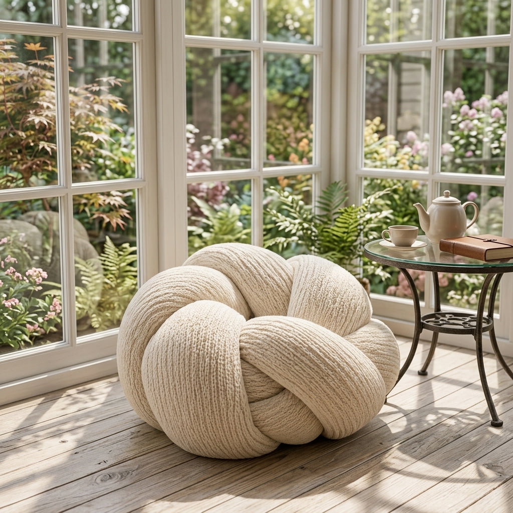 Kavorli™ HavenKnot Oversized Sculptural Knot Floor Pillow – Chunky Textured Lounge Cushion & Modern Home Accent