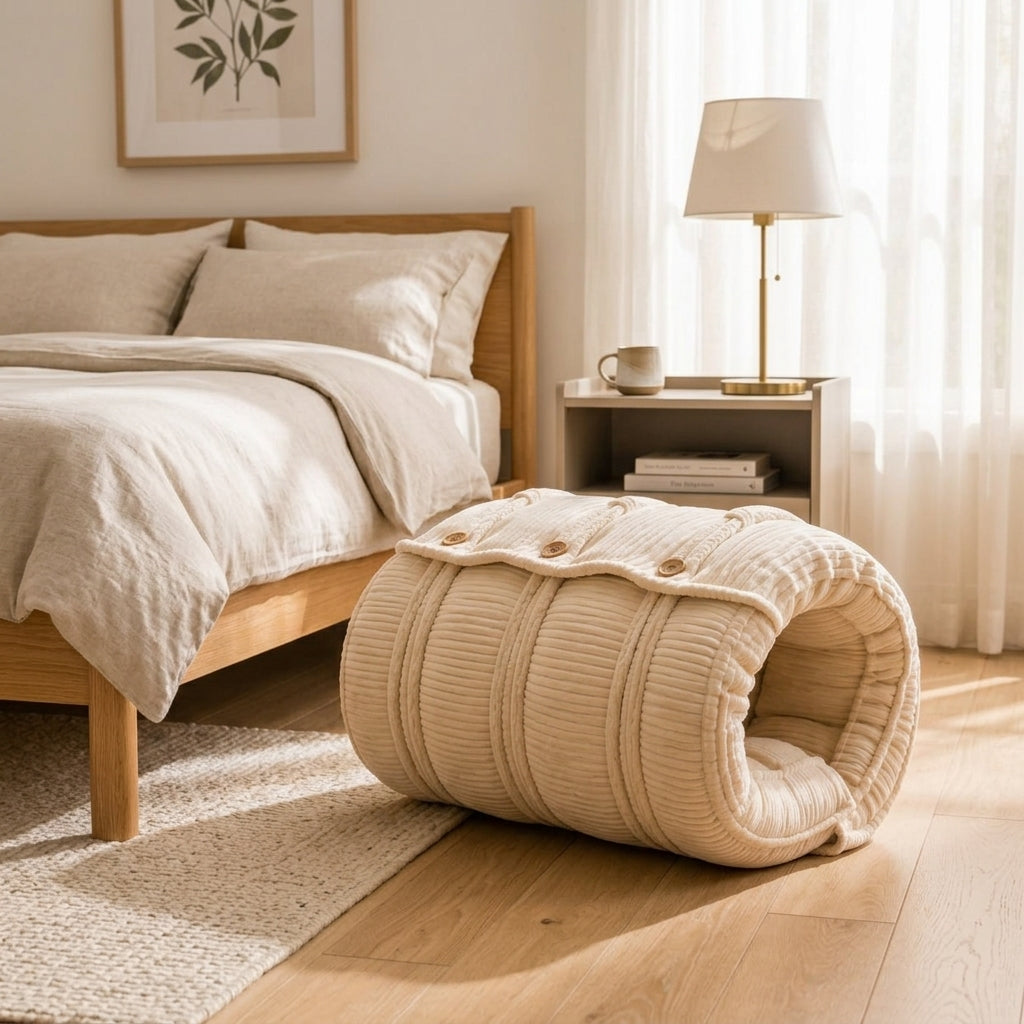 Kavorli™ CocoonFold Modular Comfort Nest – Convertible Ribbed Lounge Pod with Button-Adjustable Wrap Panels