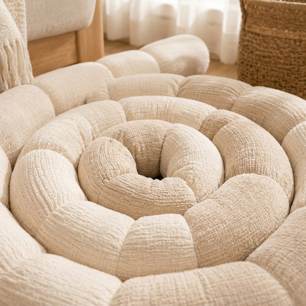 Kavorli™ CoilHaven Modular Spiral Floor Lounger – Sculptural Padded Lounge Cushion & Flexible Home Comfort Accent