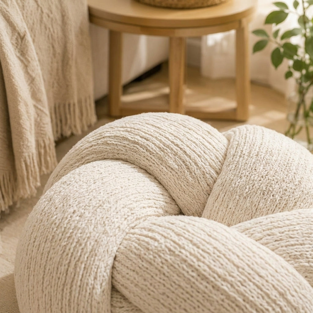 Kavorli™ HavenKnot Oversized Sculptural Knot Floor Pillow – Chunky Textured Lounge Cushion & Modern Home Accent