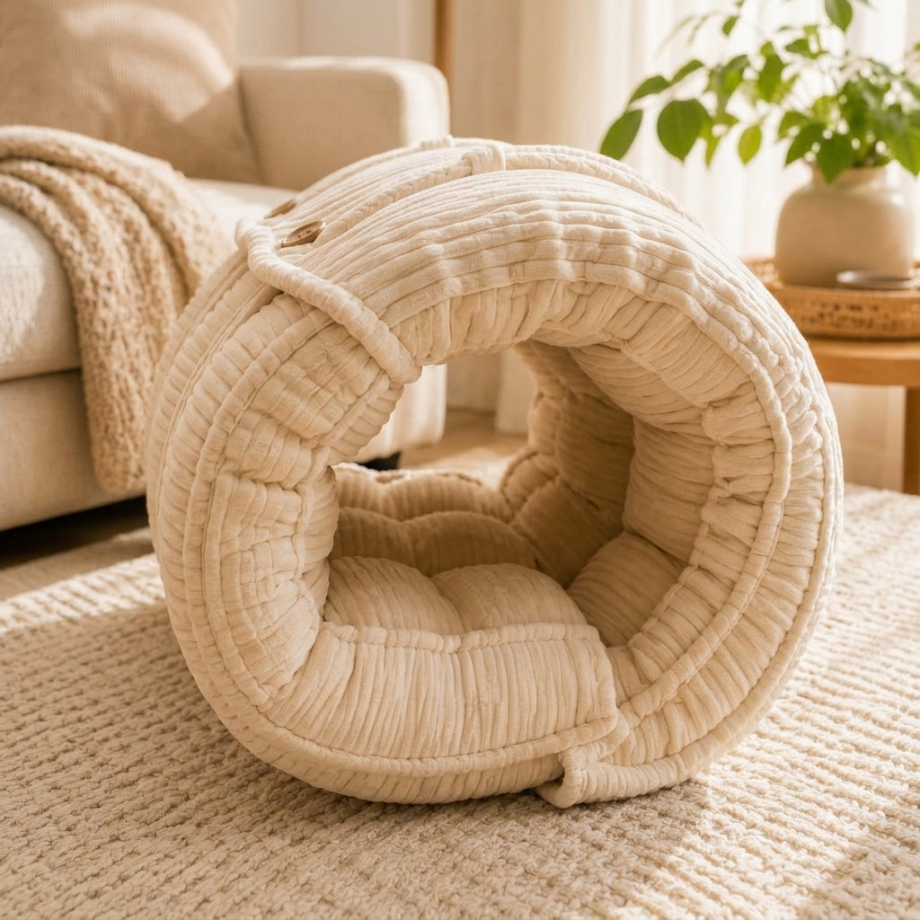 Kavorli™ CocoonFold Modular Comfort Nest – Convertible Ribbed Lounge Pod with Button-Adjustable Wrap Panels